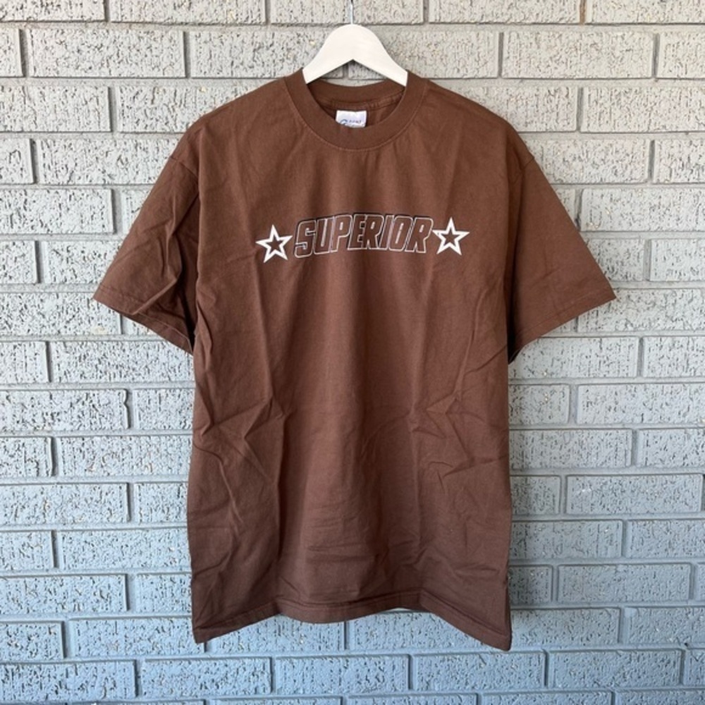 Superior Pinup Girl Graphic T-shirt Mens Size Large Brown Stars